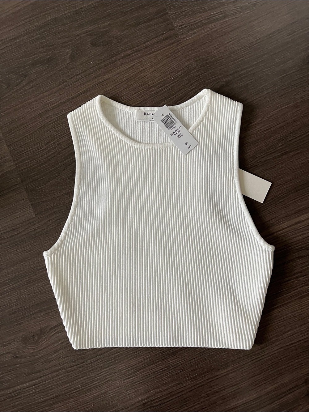 Aritzia White Ribbed Cropped Tank